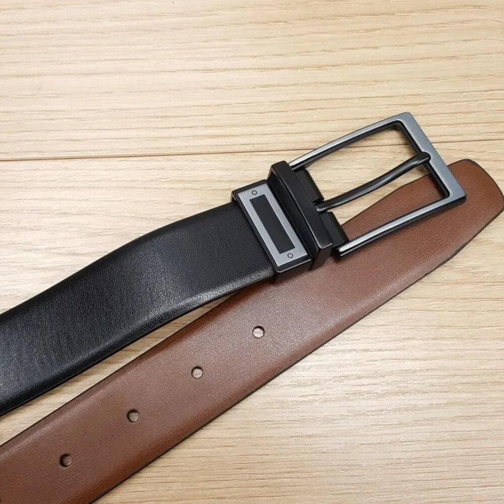 Perry Ellis Belt Mens Size 36 Brown Black Reversible Bonded Leather